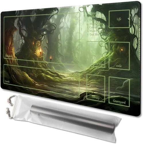 Vista 26 de MTG - Tapete de juego tamaño 24 x 14 pulgadas, bolsas de almacenamiento antideslizantes, ideal para entusiastas de los juegos de cartas, tapete