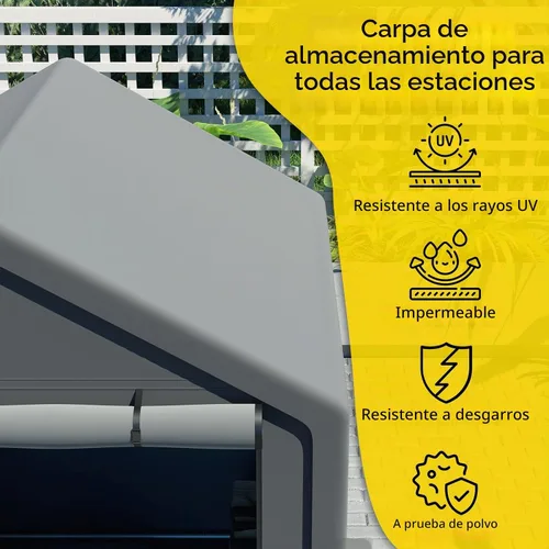 Vista 4 de Tienda de campaña de almacenamiento de 6 x 6 pies con puertas enrollables, cobertizo de refugio portátil al aire libre, carpa de garaje, cochera