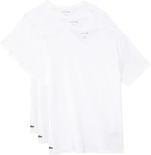 Vista 4 de Lacoste Camiseta interior 100% algodón con cuello en V para hombre, 3 unidades Negro