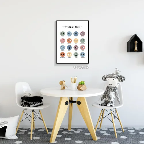 Vista 4 de Lienzo decorativo para pared, diseño bohemio de salud mental imprescindible para profesores, divertido póster de esquina social y emocional