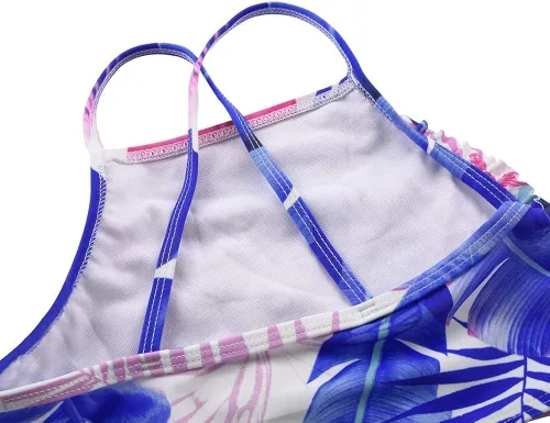 Vista 5 de Cadocado Traje de baño de bikini para niñas espalda cruzada para playa deporte con volantes traje de baño