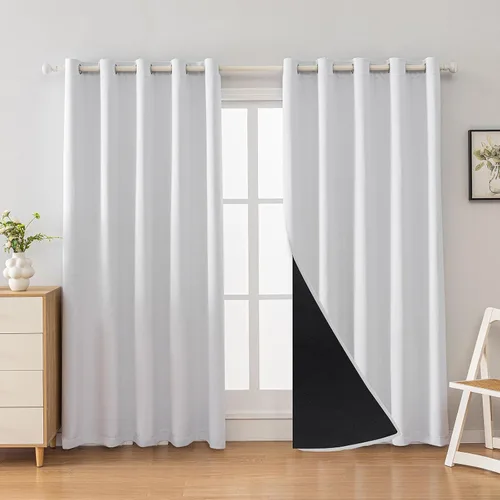 Vista 34 de Anytime Juego de 2 paneles de cortinas 100% opacas, con aislamiento térmico para dormitorio, paneles de sombreado completo