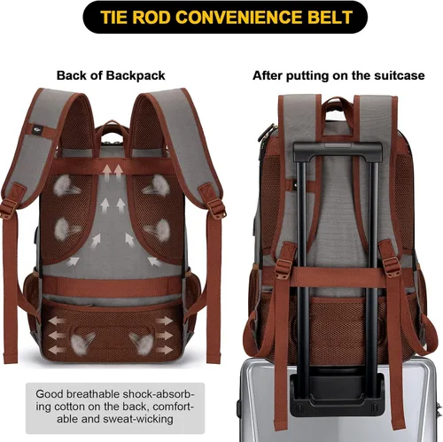 Vista 6 de Tzowla - Mochila de tela para portátil, mochila para hombres y mujeres, mochila para trabajo y viajes, compatible con portátil de 15.6 pulgadas