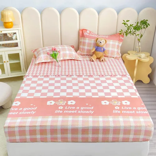 Vista 9 de Sábana bajera tamaño individual suave y acogedora, de algodón lavado, de algodón cepillado, para dormitorio de niños y niñas, funda de almohada