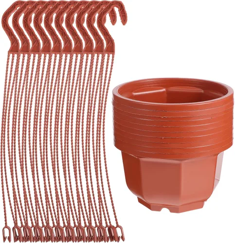 Vista 9 de DOITOOL 10 macetas colgantes de plástico, macetas colgantes de 6.29 pulgadas, maceta para plantas de interior y exterior, decoración de jardín