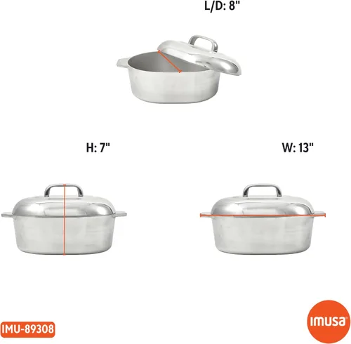 Vista 2 de IMUSA Asador ovalado de aluminio fundido Cajun de 11 pulgadas de alto con tapa