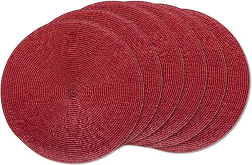 Vista 48 de AHHFSMEI Juego de 6 manteles individuales redondos trenzados de 15 pulgadas para mesas de comedor, tejido natural, resistentes al calor, color beige