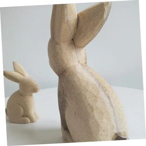 Vista 9 de EXCEART Juego de 2 figuras de conejo de madera, sin terminar, rústico, para manualidades, decoración del hogar, adornos de escritorio