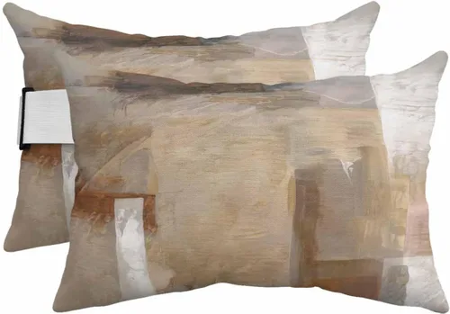 Vista 13 de Almohadas para descansar la cabeza de la tumbona de grafiti naranja, 1 paquete, pintura al óleo naranja, marrón y gris, arte abstracto, impermeable