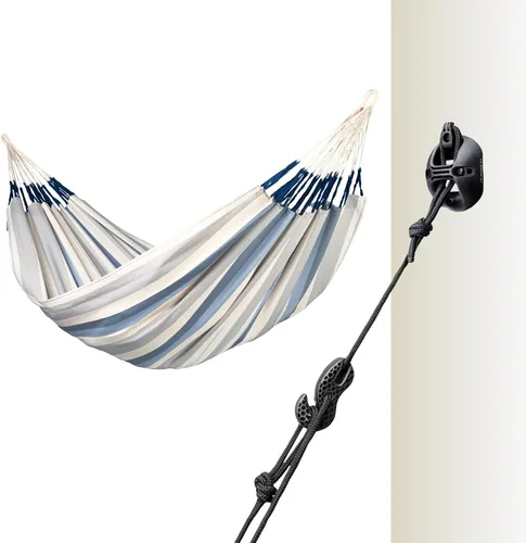 Vista 45 de LA SIESTA Brisa - Hamaca clásica colgante, hecha a mano, resistente a la intemperie, resistente a roturas para relajación en interiores y Almendra
