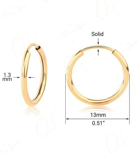 Vista 3 de Aretes de aro sin fin de oro amarillo de 14 quilates (11-0.748x0.051in), Metal