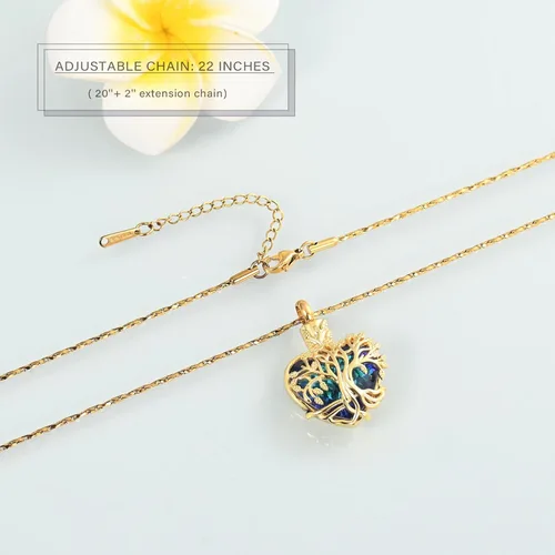 Vista 92 de Imrsanl Collar de urna de árbol de la vida con forma de corazón, joyería de cremación para hombres y mujeres, recuerdo, joyería conmemorativa