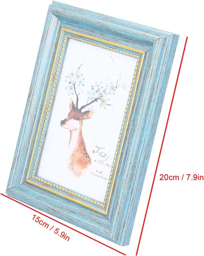 Vista 3 de TOPINCN Marco de fotos para decoración de regalo, marco de fotos de 4 x 6 pulgadas, marco de fotos, marco de pared, exhibiciones (gamuza verde 9073)