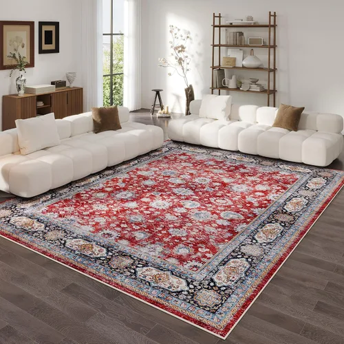 Vista 196 de Rugcomf Alfombra de Entrada de 2'x3' - Patrón Paisley, Tapete para Puerta de Entrada Interior, Floral Vintage, Lavable a Máquina, Alfombra
