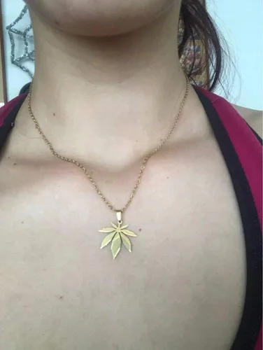 Vista 5 de Collar de marihuana de acero inoxidable para mujer, Metal