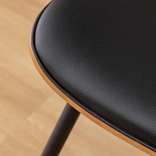 Vista 8 de Juego de 2 sillas de comedor de ratán, sillas auxiliares de cocina modernas de mediados de siglo, sillas de escritorio con patas de metal, sillas