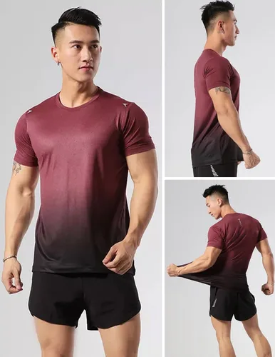 Vista 5 de Paquete de 5 camisetas de manga corta con cuello redondo y de secado rápido para hombre camisetas deportivas para correr entrenar o ir al gimnasio