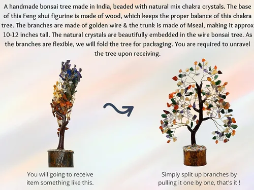 Vista 4 de Árbol de la vida con múltiples piedras preciosas naturales curativas de primera calidad, bonsái de Feng Shui, para decoración del hogar y la oficina