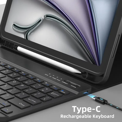 Vista 6 de KBCASE Funda para iPad Air de 11 pulgadas (M3/M2) 2025/2024 con Teclado, Funda de Teclado para iPad Air 5ª/4ª generación/para iPad Pro 11 2018