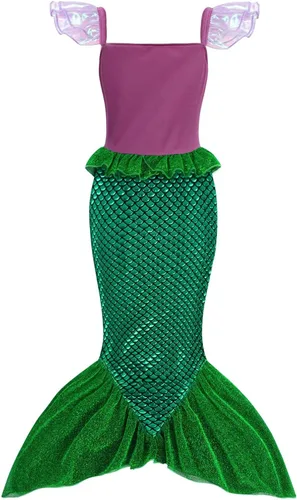 Vista 2 de Eledobby Mermaid Costume for Girls Princess Ariel Costumes Kids Halloween Outfits Mermaids Skirt Birthday Party Dress Up