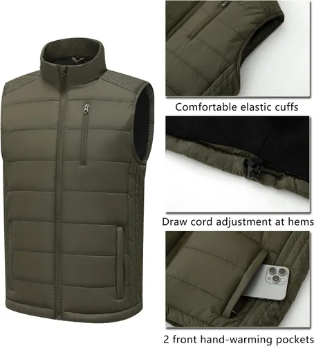 Vista 2 de Vcansion Chaleco acolchado con cuello alto casual para hombre