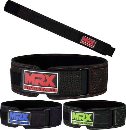Vista 7 de MRX - Cinturón de levantamiento de pesas, 4 pulgadas de ancho, 0.315 in de grosor, acolchado para la espalda, con correas flexibles de espuma