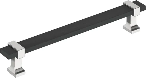 Vista 25 de Amerock Overton - Tirador para gabinete de 96 mm de centro a centro en acabado negro mate cepillado/bronce champán, BP36681BMBCZ