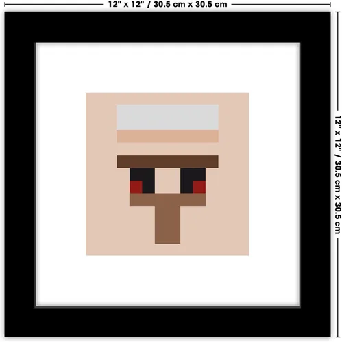 Vista 7 de Trends International Gallery Pops Minecraft: Pixeles icónicos - Mobs - Arte de pared de golem de hierro, versión enmarcada en negro, 12 x 12