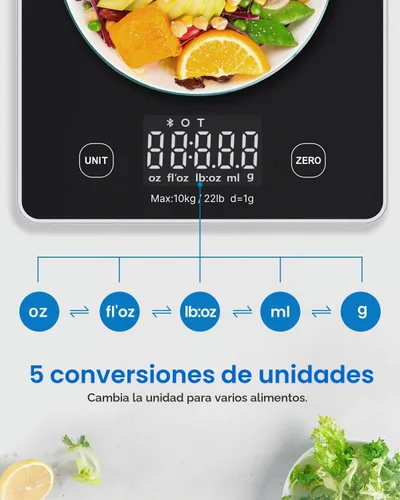 Vista 6 de RENPHO Báscula digital de cocina inteligente, báscula de peso de alimentos con calculadora nutricional, báscula de gramos para pérdida de peso, Negro