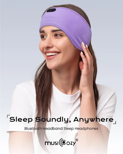 Vista 6 de MUSICOZY Auriculares para dormir de algodón de bambú, auriculares inalámbricos Bluetooth 5.4 para dormir de lado, diadema para dormir de lado