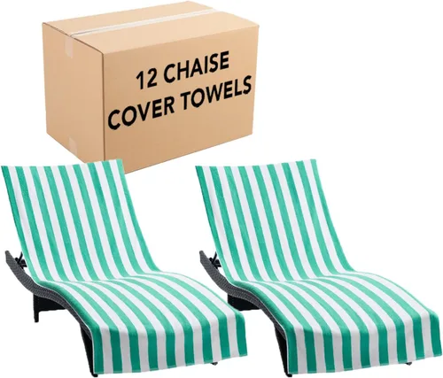 Vista 12 de Arkwright California - Funda para tumbona de playa, paquete de 2 - Toalla de algodón suave y a rayas estilo cabana con bolsillo para silla de playa
