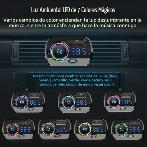 Vista 5 de Transmisor FM Bluetooth 5.0 manos libres kit de coche con carga rápida QC 3.0 adaptador de radio de coche con micrófono CVC reducción de ruido