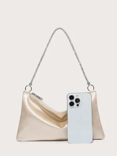 Vista 5 de Floerns Bolso cuadrado de satén con diamantes de imitación para mujer, bolso de noche para fiesta de graduación