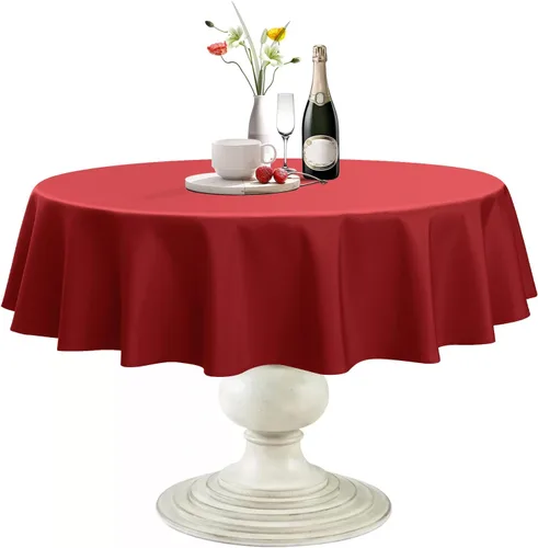 Vista 23 de Softalker Mantel Redondo, Impermeable y Resistente a las Manchas, Mantel de Tela Sin Arrugas, Lavable, Poliéster de 210GSM, Cubierta de Mesa
