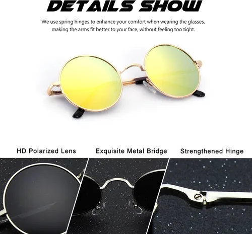Vista 70 de CGID Gafas de sol unisex polarizadas redondas E01 Lennon