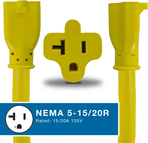 Vista 4 de Conntek RV y Adaptador con 50 Enchufe Macho Amp a RV 30 Amp y 15/20 AMP conector hembra (3-Pies)