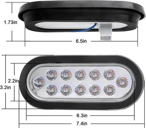 Vista 6 de Partswcgg 4 Piezas Luces Traseras Ovaladas Rojas de Parada/Giro de 6" a Luces de Reversa Blancas 12 LED, Luces Traseras Duales Redondas