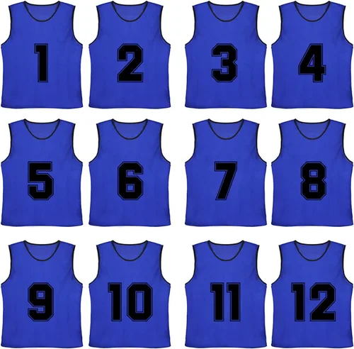 Vista 5 de TOPTIE Paquete de 12 camisetas de malla numeradasen blanco para practicar en