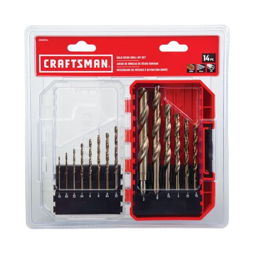 Vista 7 de CRAFTSMAN Juego de brocas de óxido de oro de 14 piezas para madera, plástico o metal (CMAM2214)