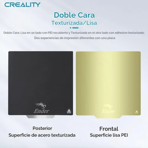 Vista 2 de Creality Placa de construcción oficial Ender 3, 235x235mm. Placa de cama magnética de doble cara con superficie lisa + texturizada, flexible