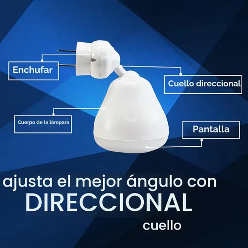 Vista 2 de Luz de sensor de noche brillante LED Sensor de movimiento y luz Toma de corriente alterna enchufable cuello flexible giratorio PIR lámpara