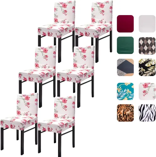 Vista 13 de Juego de 4 fundas para sillas de comedor, fundas elásticas de elastano para sillas, fundas protectoras para sillas Parsons, fundas extraíbles
