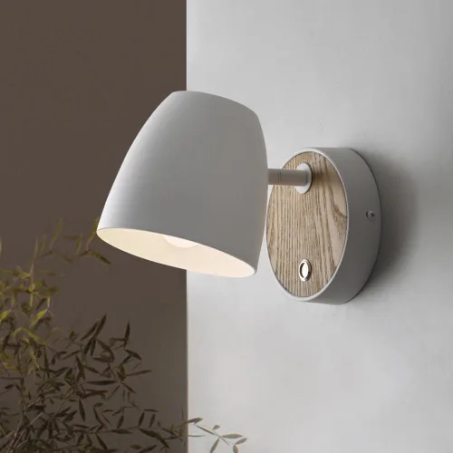 Vista 10 de DUHU Aplique de pared LED redondo, lámpara de pared de cemento gris cableada, lámpara de pared minimalista con diseño de acabado elegante