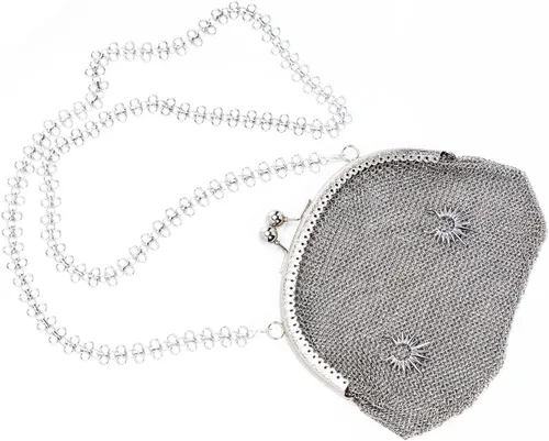 Vista 15 de Bolso de malla vintage para noche, bolso de mano antiguo para baile de graduación, cóctel, fiesta, fiesta brillante