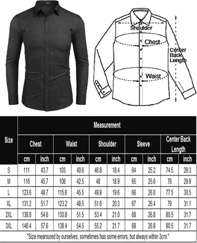 Vista 6 de COOFANDY Men's Business Dress Shirt Long Sleeve Regular Fit Shirt Casual Polka Dot Printed Button Down Shirts