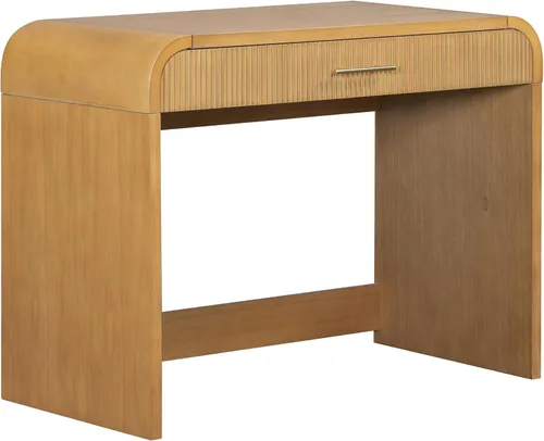 Vista 8 de Montary Mesa de tocador de maquillaje de 39 pulgadas con espejo iluminado con pantalla táctil, tocador de madera de goma con cajón grande