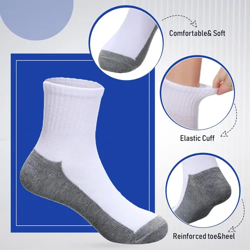 Vista 3 de Ramede 100 pares de calcetines para niños, calcetines acolchados para niños, calcetines tobilleros suaves y acanalados para niñas, calcetines