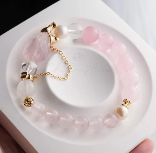 Vista 227 de Precious Gemstone Natural Crystal Healing Bracelet, Rutilated Quartz, Moonstone, Quartz Handmade Original Design Bracelet