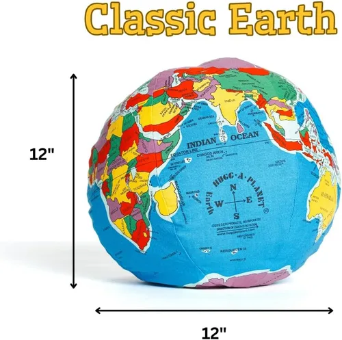 Vista 5 de Pocket Earth HUGG-A-PLANET Globo de felpa suave para niños Juguete educativo Montessori para niños, adolescentes, adultos, profesores y padres