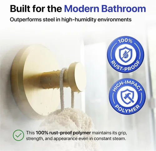 Vista 3 de HOME SO Ganchos con ventosa para toallas de ducha y baño, paquete de 2 – Ganchos de ventosa para colgar toallas, batas y abrigos – azulejos, puerta